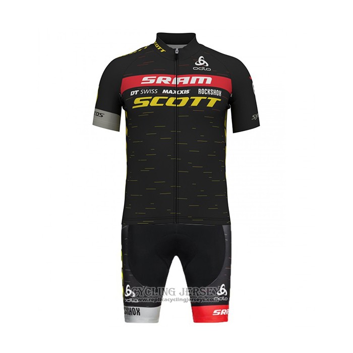 2020 Cycling Jersey Scott Sram Black Short Sleeve And Bib Short